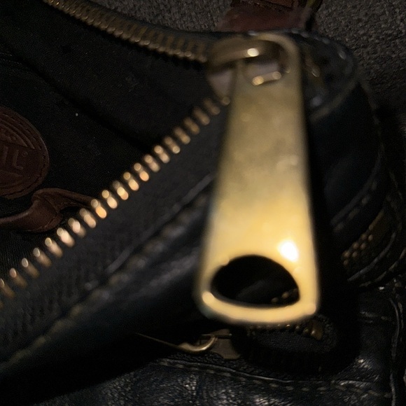 Vintage Fossil Women's Black  Leather Crossbody Shoulder bag Medium G1 - Picture 6 of 12